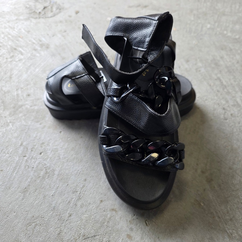 Lemonade Womens Black Chunky‎ Chain Platform Sandals Lug Sole Size 7 Edgy Goth